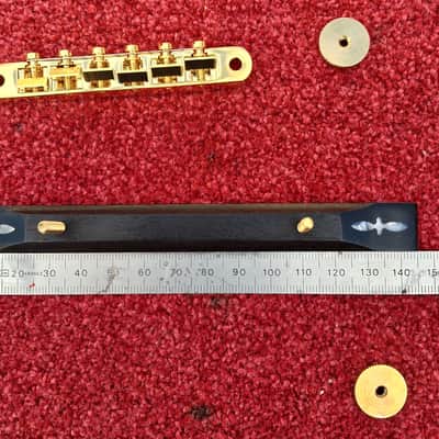 Inlaid ebony Bridge  for Gibson L-5 and high end Archtops Mid 70's - Ebony/Gold image 18