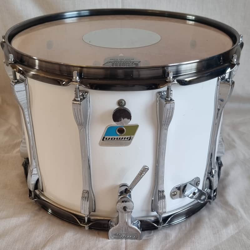 Ludwig 1979 14"x10" Challenger II Parade Marching Drum 1979 - 10 lug - White cortex image 1