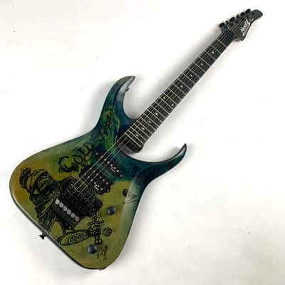 Alvarez Dana Scoop 1990s - Green Graphic Metal art Modulus Graphite neck, and Original Alvarez hardshell case and hang tag! image 2