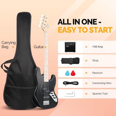 Glarry Black GJazz Electric Bass Guitar /20W Amplifier image 4