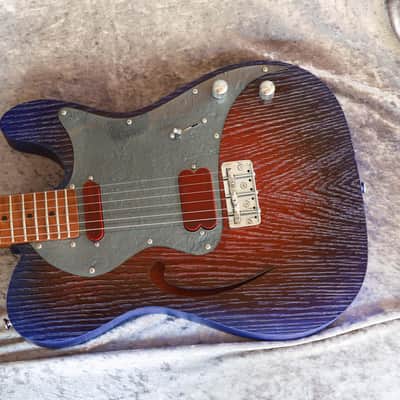 Build to Order GB Liuteria Traditional Tele Semi Hollow  red and blue image 15