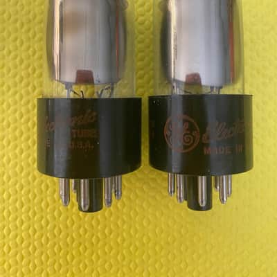 Matched Pair General Electric GE 6SN7 6SN7GTB Vacuum Tubes Valves Copper Support Rods NOS NIB image 2
