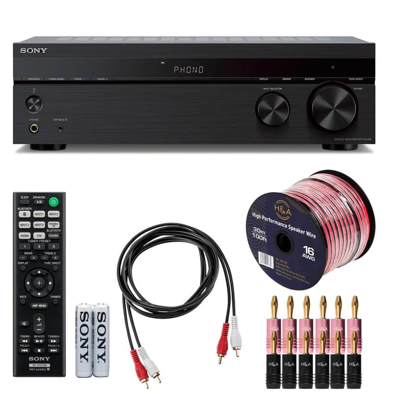 Sony STR-DH190 2-Channel Home Stereo Receiver with Phono Input and Bluetooth + Speaker Wire Cables image 1