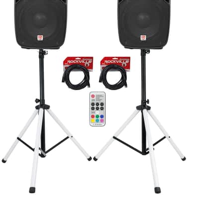 (2) Rockville SPGN108 10" Passive 800w DJ PA Speakers+LED Stands+Remote+Cables image 12