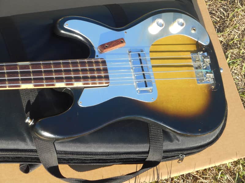 Very Cool Vintage Zim Gar EB1 Bass Guitar 1960s Sunburst Japan Teisco image 1