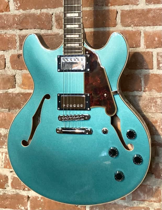 New D'Angelico Premier DC Semi-Hollow Double Cut, Stop-Bar Tailpiece, Ocean Turquoise, Buy Indie! image 1