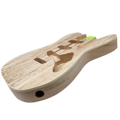 Carparelli  Custom Hybrid Spalted Veneer T/S-Style Guitar Body – 2pc Ash • Cream Binding • SSS Routing • 56mm Tremolo • Unfinished image 6