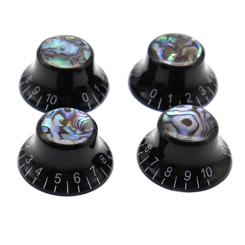 4pcs Guitar Volume Tone Black Knobs with Abalone Top image 1