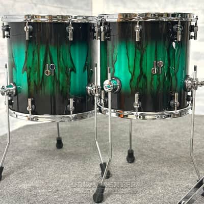 Sonor SQ2 Beech 5pc Drum Set Green Burst over African Marble Gloss image 4