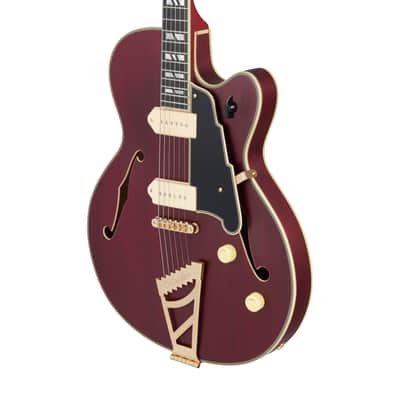 D'Angelico Deluxe Ss Fully Hollow Single Cutaway Satin Trans Wine image 5