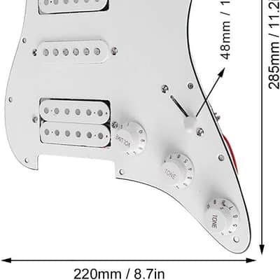 Stratocaster Style Loaded HSH Pickguard and Pickup, White image 6