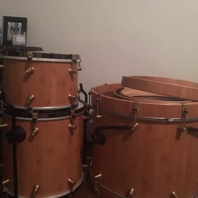 Woody / Bearing Edge Drums 3-piece Shell Pack Woody Drums Bamboo Veneer image 4