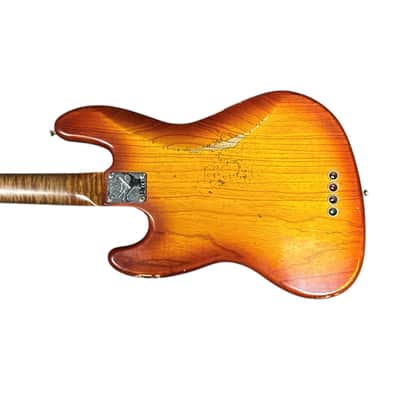 Fender Custom Shop 1964 RELIC Artisan Jazz Honeyburst Flame Burl ROASTED Maple Neck/Rosewood *IN STOCK image 2