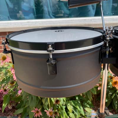 LP Latin Percussion LP256NY City Series 13″/14″ Black Sand Steel Timbales w/ Black Hardware image 7