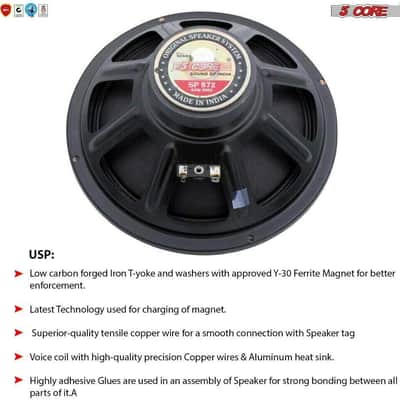 5Core 8" Inch Replacement  Guitar Speaker for Guitar Amplifier Universal 40W 4 Ohm Black SP 872 GTR image 4
