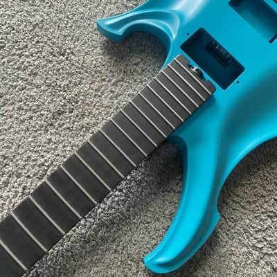 Blue Aluminum Guitar Body with Roasted Maple Wood Neck, Rosewood Fingerboard image 4