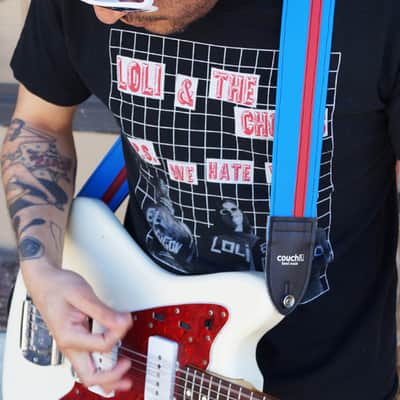 Couch Sky Blue and Red Racer X Guitar Strap image 4