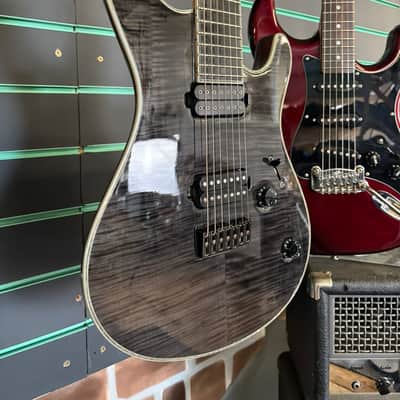 Mayones Regius 7M Baritone 2012 Translucent Graphite Gloss 7 String Guitar image 5