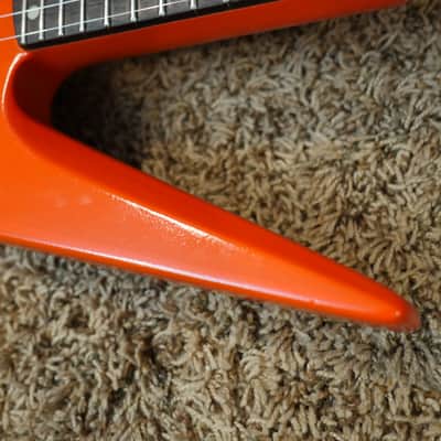 Video! 1980s Hondo H-1 Death Dagger Neon Orange Refinish w/ Original Hardshell Case image 9