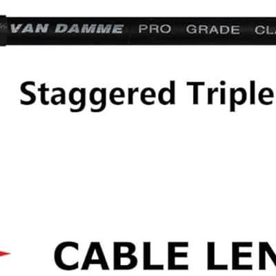 50 CM - Van Damme Pro Grade Classic XKE - Premium Ultra-Flexible Multi-Shielded Guitar Instrument Effects Patch Cable w/Eminence Straight & Angled Gold 6.35mm TS Plugs & Staggered Boots image 1