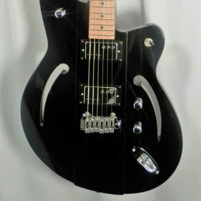 Reverend AirSoinc W Midnight Black Semi Hollow Thru-Body F Holes w/ WIlkinson Trem image 3