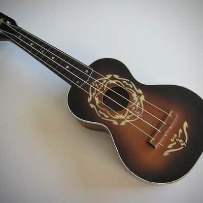 Harmony Soprano Uke Ukulele Sunburst Circa-1960s-Fancy White Stencil Paint image 3