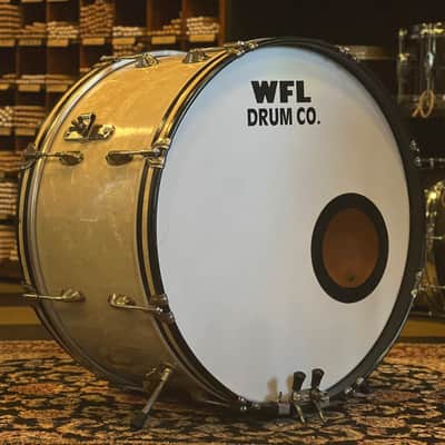 VINTAGE 1937-1938 WFL Zephyr Lug Drum Set in White Marine Pearl - 12x22, 8x12 14x16 image 5