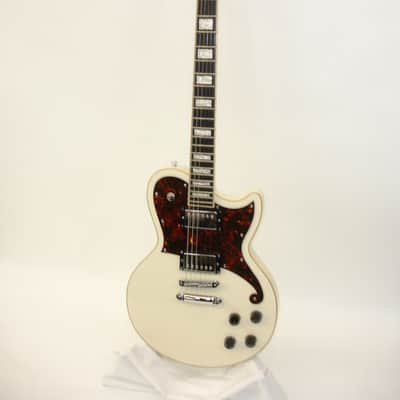 D'Angelico Premier Atlantic Single Cutaway HH with Stoptail Electric Guitar, Antique White w/ Bag image 2