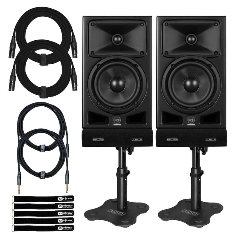 RCF Ayra Six 6" Active 2-Way Studio Monitor Reference Speakers Pair, Desk Stands image 1