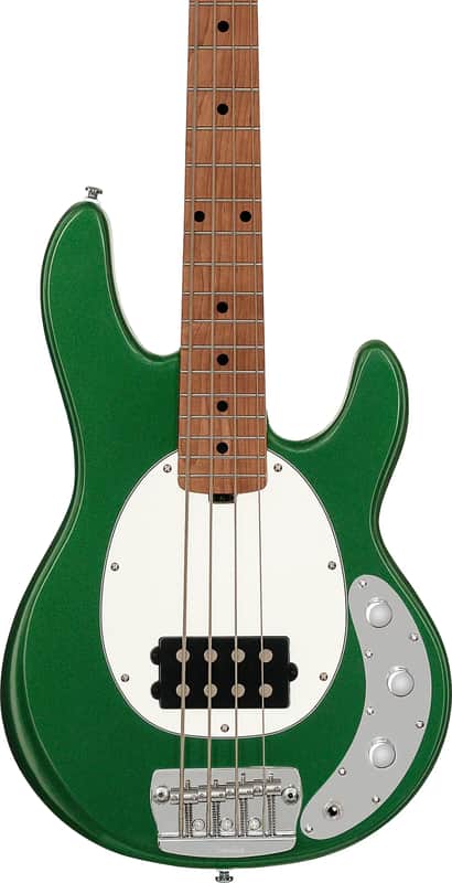 Sterling RAYSS4 StingRay Short Scale 4-String Bass Guitar, Roasted Maple Fingerboard, Charging Green image 1