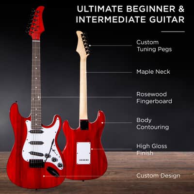 Best Choice Products Beginner Electric Guitar Kit w/ Case, 10W Amp, Tremolo Bar - 39in-Sunburst image 21
