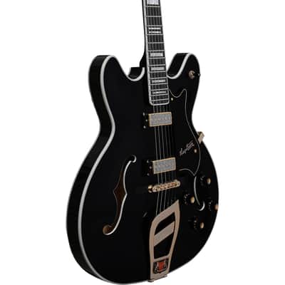 Hagstrom '67 Viking II Hollowbody Electric Guitar - Black Gloss image 4
