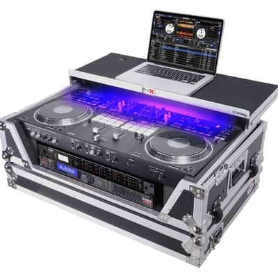 PROX XS-REV71K2U WLT LED ATA Style Flight Case for Pioneer DDJ-REV7 DJ Controller with 2U Rack Space Laptop Shelf Wheels LED image 1