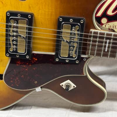 Harmony USA H-64 h64 Meteor Semi-Hollowbody Guitar with Case - repaired headstock image 6
