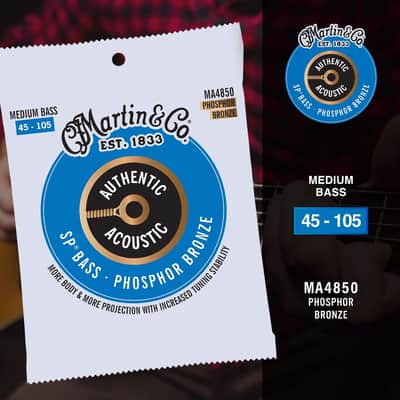 Martin Authentic Acoustic® SP® Bass Strings – Phosphor Bronze, Medium Gauge | Long-Lasting Tone, Corrosion Resistance & Tuning Stability | 4-String Acoustic Bass Set image 3