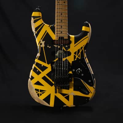 EVH Striped Series Frankenstein Frankie Electric Guitar - Black with Yellow Stripes, Relic 103 image 4