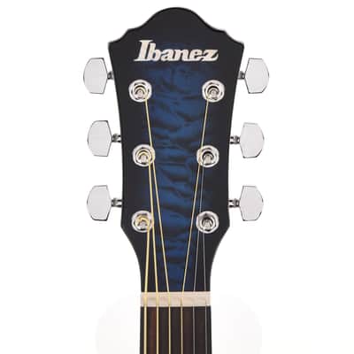 Ibanez AEWC16QATLH AEWC Acoustic-Electric Guitar Transparent Blue Sunburst High Gloss image 6