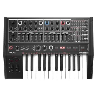 Arturia MiniBrute 2 Semi-Modular Analog Synthesizer and Step Sequencer with Compact Size, Additional Modulation Controls, and 25-Key Keyboard (Black)