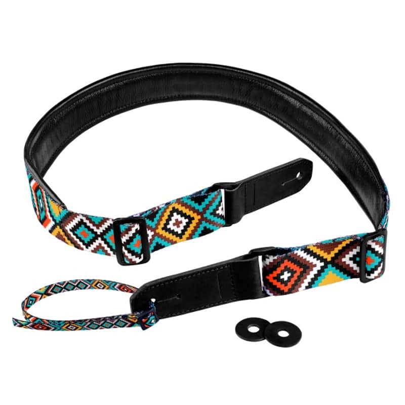 Strap for Guitar Ukrainian Nylon + Leather Ethnic Colored image 1
