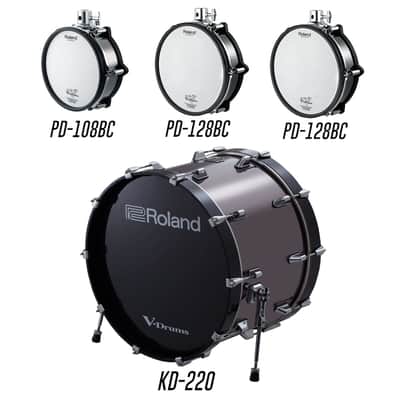 Roland PD-128bc (x2), PD-108bc (x1), KD-220 (x1) bass drum, ALL NEW, Awesome Bundle ! image 1