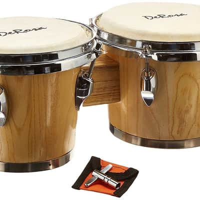 De Rosa BOG0708-NT Deluxe Bongo w/Standard Drum Key - Natural image 2