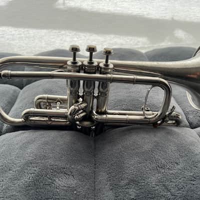 1904 Conn Conqueror Cornet – Silver Plate – Engraved “Exchanged for a Buescher” – King Case image 4