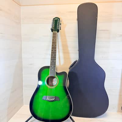 Oscar Schmidt OD312CE 12-String Cutaway Acoustic-Electric Guitar Green Burst w/ Hard Case 2019 image 13