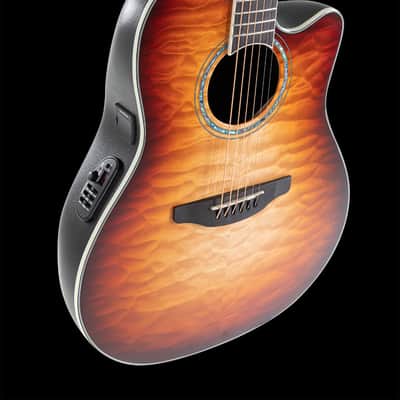 Ovation CS24X-7C Celebrity Series Traditional Plus Mid-Depth Acoustic-Electric Guitar Cognac Burst image 6