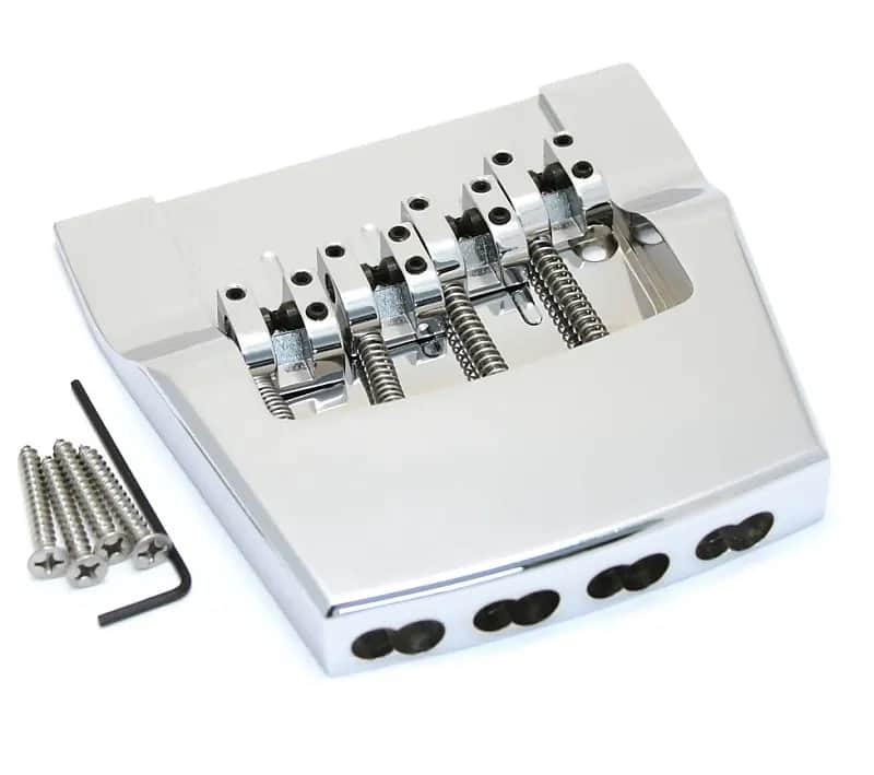 Hipshot Brass 4 String Bass Bridge For Rickenbacker Chrome image 1