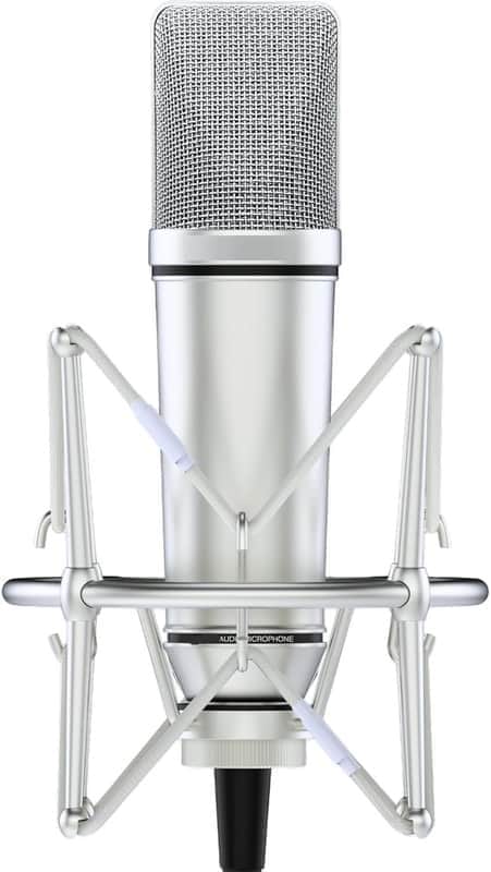 Studio Condenser Microphone, 26mm Gold Large Diaphragm Capsule, Including Foam Filter, Metal Shock Mount, XLR Cable and Mic Bag - for Singing, Vocal Recording and Podcasting image 1