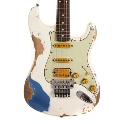 Fender Custom Shop White Lightning Stratocaster HSS Olympic White over Lake Placid Blue 2020 image 2