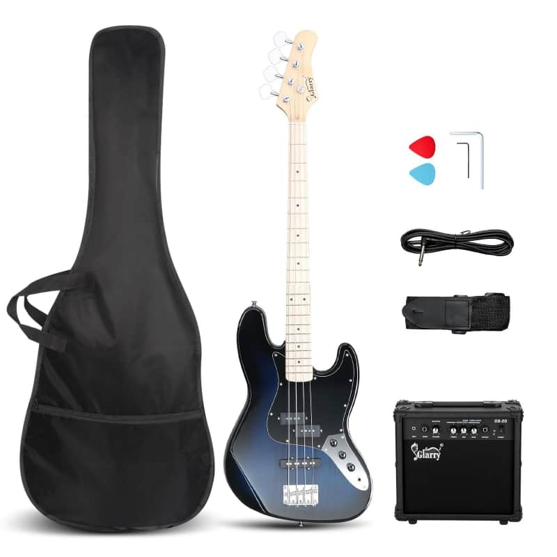 Glarry Blue GJazz Electric Bass Guitar w/20W Amplifier image 1