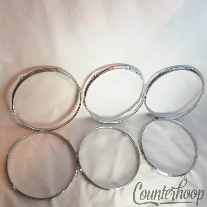 *Pearl 6x 12" Tom Drum Rims/Hoops Triple-Flange Chrome 6-Lug Hole Taiwan Lot* image 1