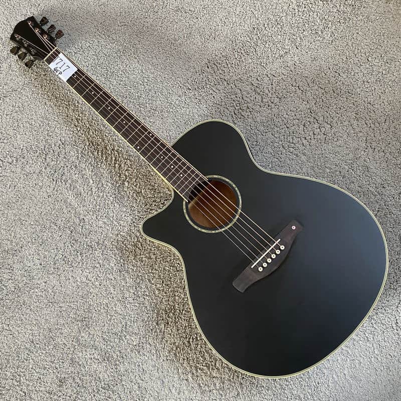Black Left Handed Acoustic Guitar, Spruce Plywood Top Body, Mahogany Neck image 1